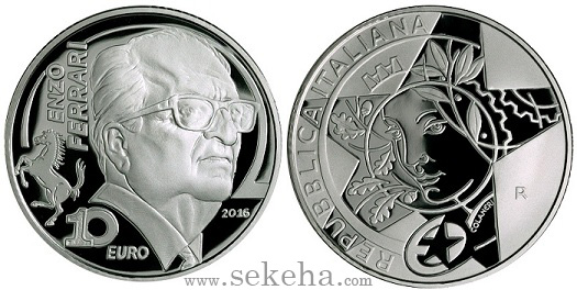 طراح اتومبیل «انزو فراری» روی سکه نقره ایتالیایی