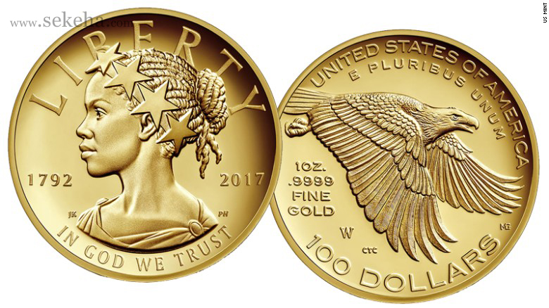 ضرب نخستین سکه طلا در آمریکا با تصویر یک زن سیاه پوست