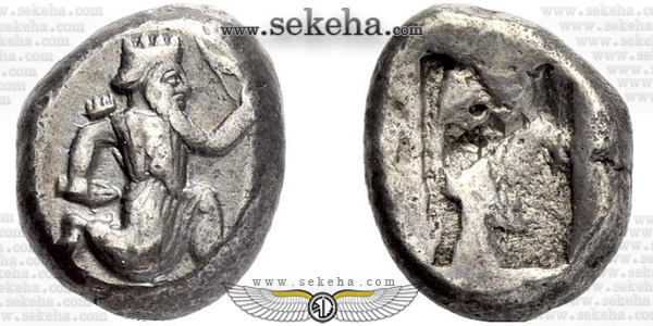 سکه شکل ضرب شده در دوران اردشیر دوم و اردشیر سوم