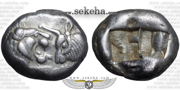 سکه نقره کرزوس که در دوران حکومت کوروش و کمبوجیه نیز رواج داشته