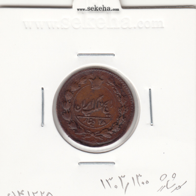 سکه 25 دینار 1303/00 -سورشارژ تاریخ- ناصرالدین شاه