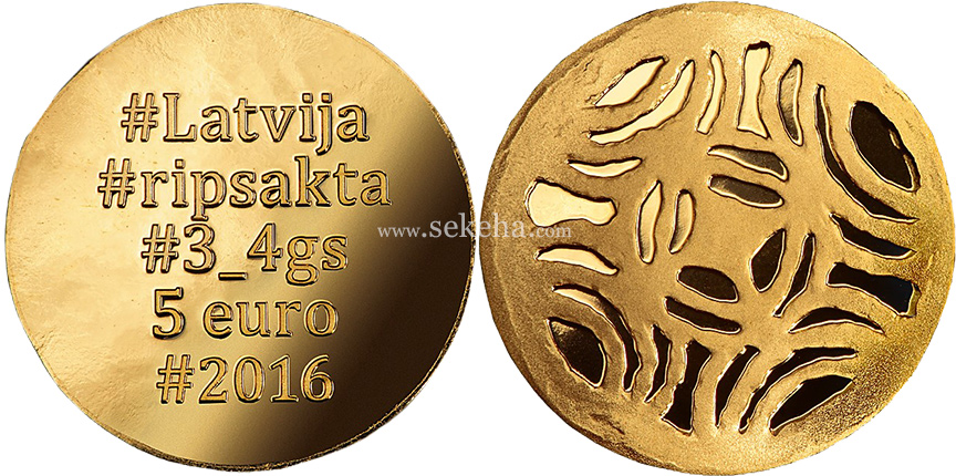 latvia 2016 5 euro gold ripskata both