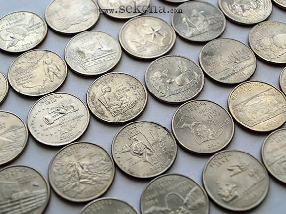 مجموعه کامل سکه های کوارتر (یک چهارم دلار) آمریکا