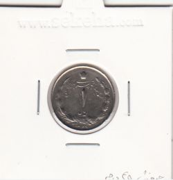 سکه 1 ریال دو تاج 1349 -چرخش 50 درجه- محمدرضا شاه