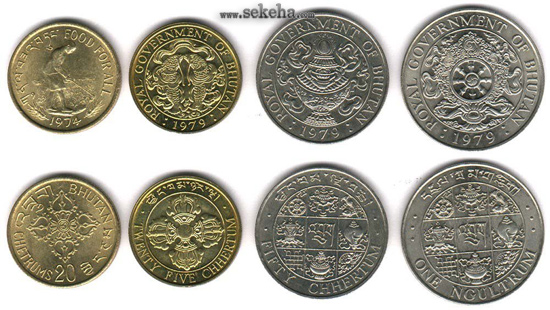 Bhutan Money Coins in Cycle سکه های رایج کشور پادشاهی بوتان
